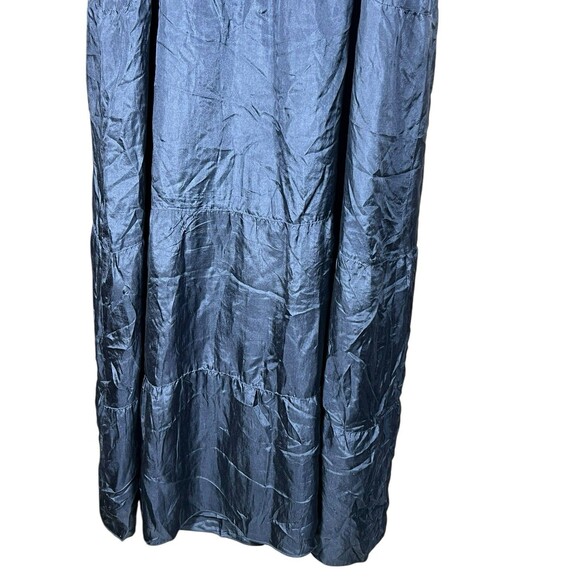 Eileen Fisher‎ Blue 100% Silk Tiered Sleeveless Maxi Dress Womens Petite Medium - Picture 10 of 16